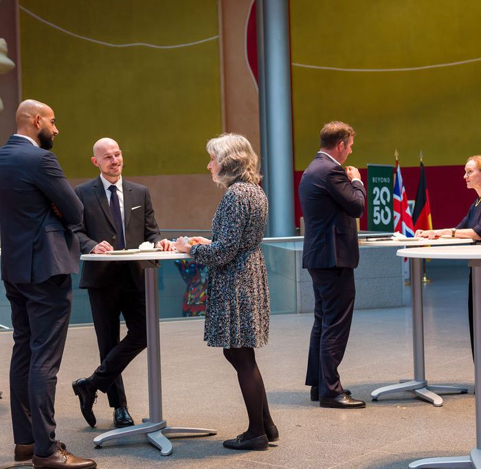 Mohammed Abu Abed, MD Hydrasun, Leander Hoffmann, MD RYZE POWER Germany, Anne Schemien Trade Adviser Offshore Wind Department of Business and Trade British Embassy Berlin, James Collins, Head of Corporate Affairs at ITM Power, Kathryn Boyd, Deputy Trade Commissioner, Europe and Country Director Germany Department for Business and Trade