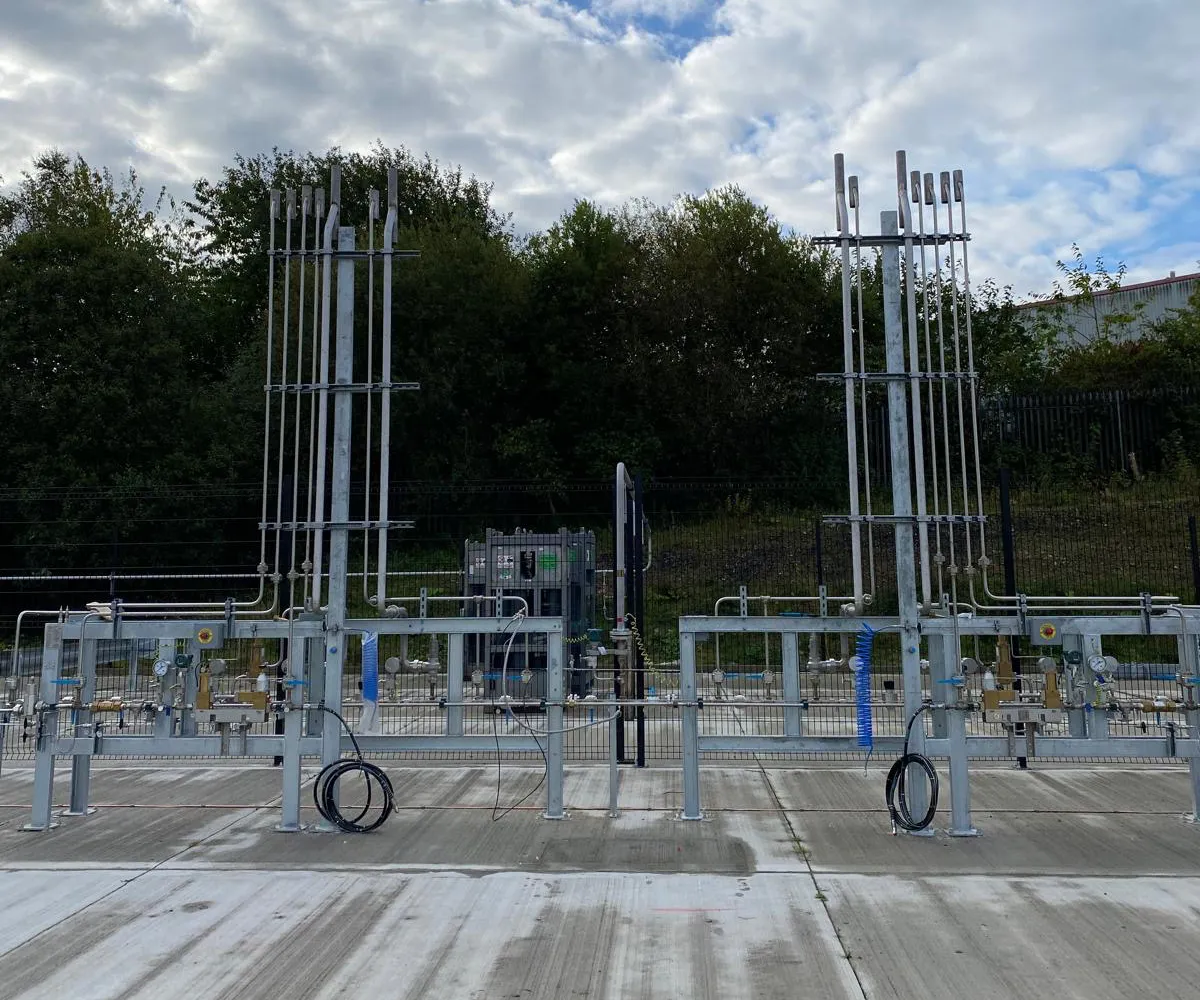 Trailer Bay Hydrogen Pressure reduction Skid at Glass Futures